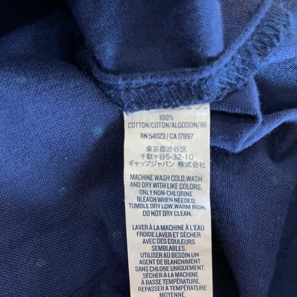 Old Navy Button Down Blue Shirt Green Polka Dot - Picture 9 of 10